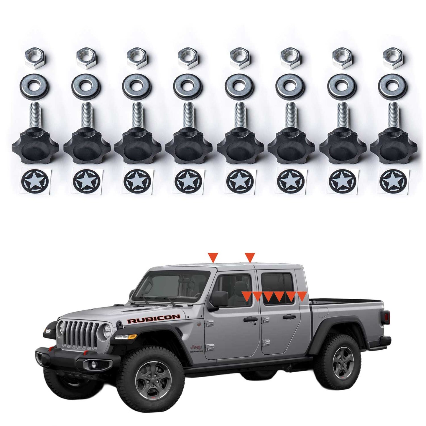 GP-Star Versatile Quick-Release Thumbscrew Set — Jeep Hardtop